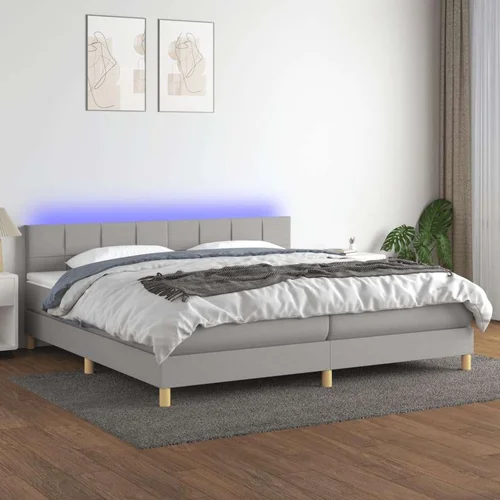  box spring s madracem LED svjetlosivi 200x200 cm tkanina