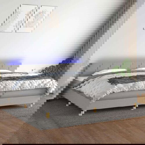  Box spring s madracem LED svjetlosivi 200x200 cm tkanina Slike