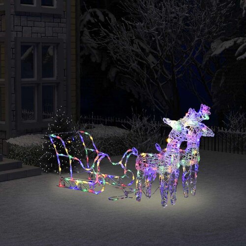  Božični jeleni s sanmi 160 LED lučk 130 cm iz akrila, (20707844) Cene