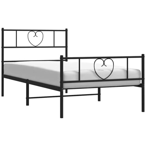  Metalni okvir kreveta uzglavlje i podnožje crni 100x200 cm Slike