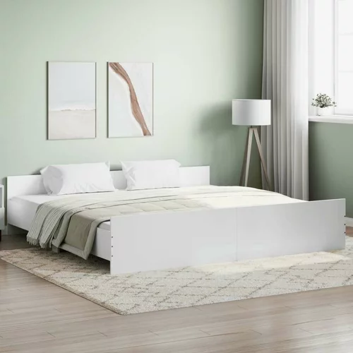  kreveta s uzglavljem i podnožjem bijeli 200 x 200 cm