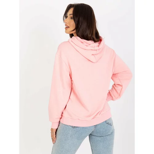 Fashion Hunters Light pink sweatshirt with a hood and drawstrings