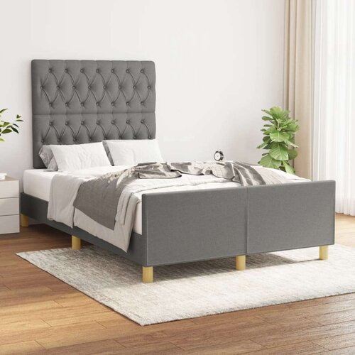 VidaXL Okvir za krevet s uzglavljem tamnosivi 120x190 cm od tkanine Slike