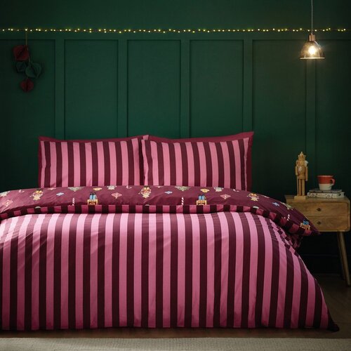 Catherine Lansfield Ružičasta/ljubičasta posteljina za krevet za jednu osobu 135x200 cm Nutcracker Stripe &amp;ndash; Slike