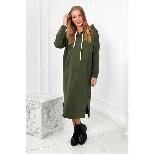 Kesi Long dress with a hood in khaki color Slike