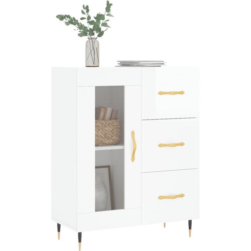  Komoda sjajna bijela 69,5x34x90 cm od konstruiranog drva Slike