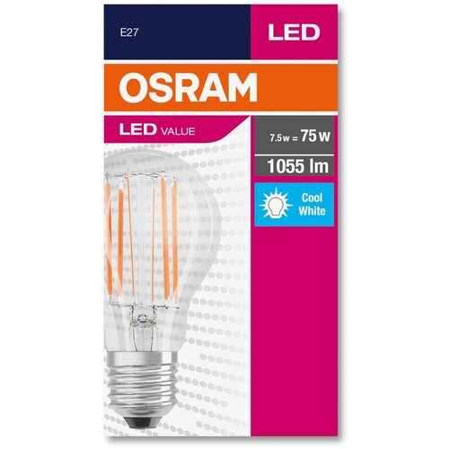 Osram LED VALUE A FILAMENT 75=7,5W-840 E27 Slike