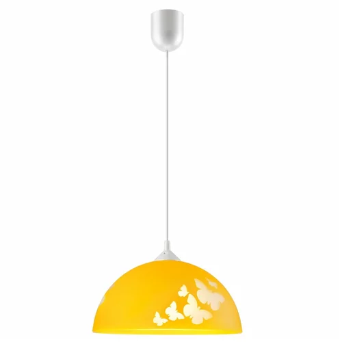LAMKUR Oker rumena otroška svetilka s steklenim senčnikom ø 30 cm Mariposa –