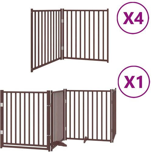  Vrata za pse s vrata&amp;scaron;cima 12 panela sklopiva 960 cm drvo topole Smeđa 80 x 90 x 2 cm Slike