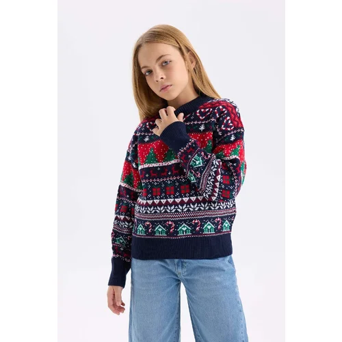 Defacto Girl's Regular Fit Crew Neck Sweater