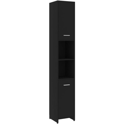 Maison Chic Kopalniška omarica - Kopalniški kabinet črna 30x30x183,5 cm iverna plošča, (21794518) Cene