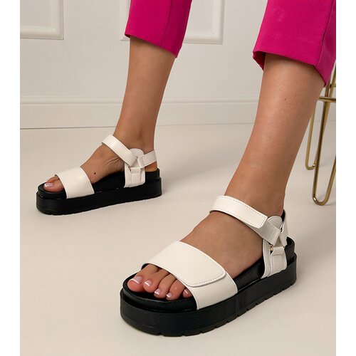 D/CEO White Faux Leather Platform Sandals Trensi Cene