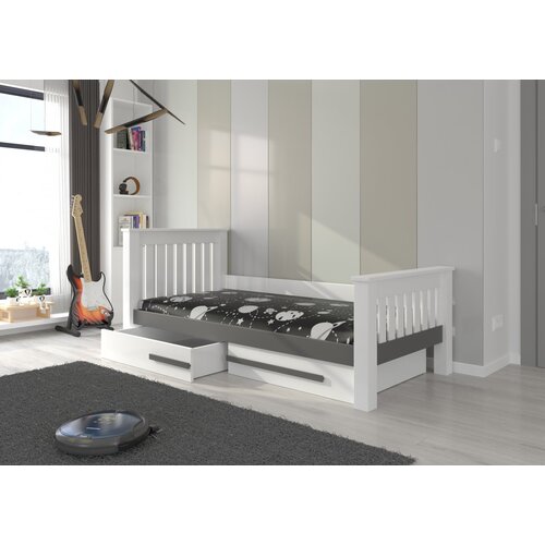 ADRK Mladinska postelja CARMEL z dvema predaloma 200x90 cm - BELA-GRAFIT Cene