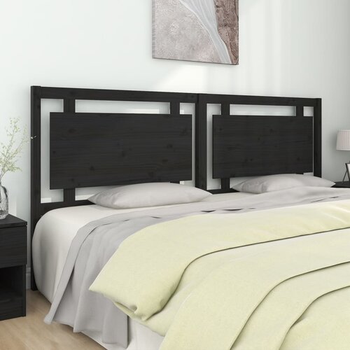  Uzglavlje za krevet crno 205,5 x 4 x 100 cm od masivne borovine Slike