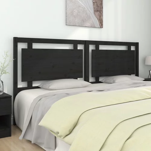  Uzglavlje za krevet crno 205,5 x 4 x 100 cm od masivne borovine
