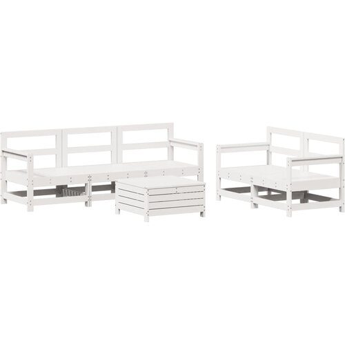  6-dijelni set vrtnih sofa bijeli od masivne borovine Slike