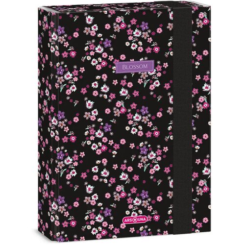 Ars Una pearl blossom black gumena kutija za bilježnice A/5 Slike