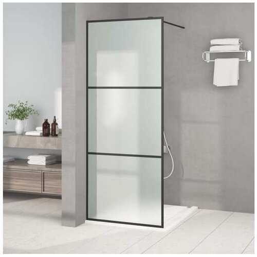  Pregrada za tu&scaron; črna 80x195 cm motno ESG steklo Cene