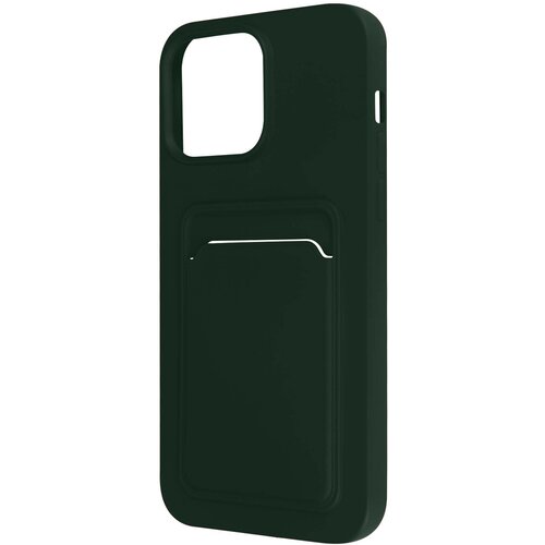 AVIZAR Ovitek za iPhone 14 Pro Max z držalom za kartico, upogljiv, mehak silikon - temno zelen, (20714680) Cene