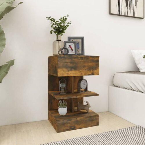 The Living Store Nočna omarica 2 kosa dimljeni hrast 40x35x65 cm konstruiran les - Nočna Omarica, (21432789) Slike