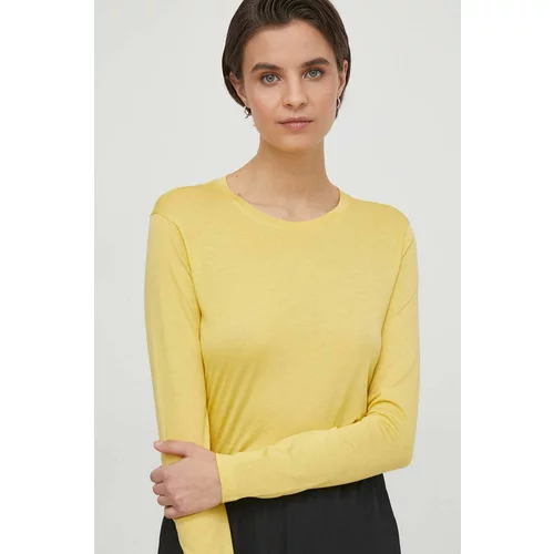 Sisley Majica z dolgimi rokavi ženski, rumena barva