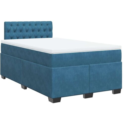 vidaXL Box spring postelja z vzmetnico modra 120x190 cm žamet Cene