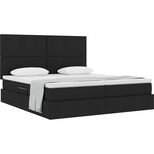  Krevet s od storage s uzglavljem Crna 200 x 200 cm Lažna koža Slike