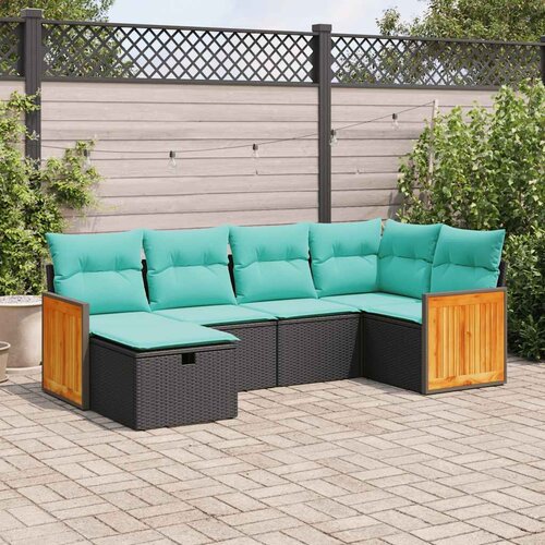 vidaXL 6-dijelni set vrtnih sofa s jastucima crni od poliratana Cijene