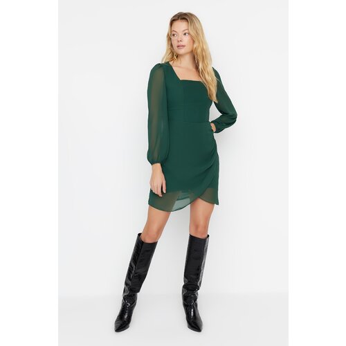 Trendyol Emerald Green Square Collar Dress Slike