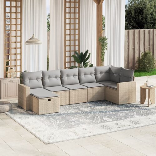 vidaXL 7-dijelni set vrtnih sofa s jastucima bež od poliratana Cijene