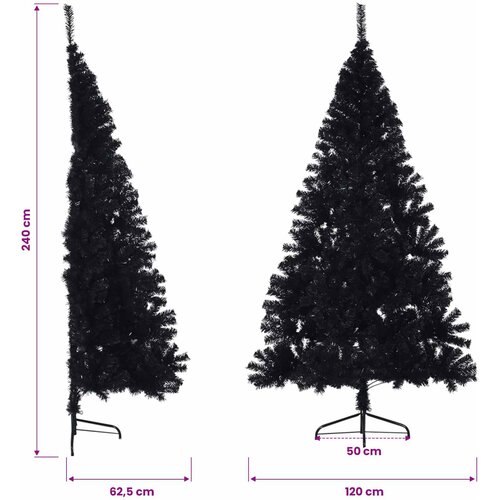  Umjetna polovica božićnog drvca sa stalkom crna 240 cm PVC Slike