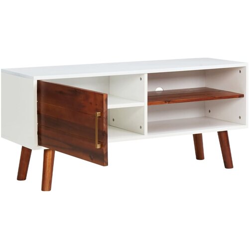 Maison Chic TV omarica - TV stojalo - Televizijska omarica 110x35x50 cm trden akacijev les in mediapan, (21700408) Slike