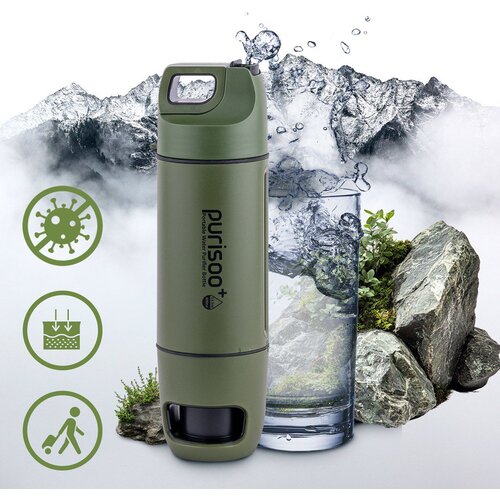 Extralink PURISOO+ BUTELKA Z SYSTEMEM FILTRUJACYM Z POMPKA 400ML FILTR UF + ACF Water filtration bottle 0.4 L Green, Olive Cijene