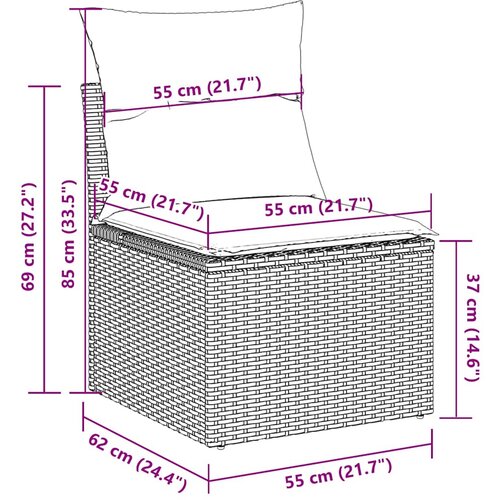  11-dijelni set vrtnih sofa poliratan s jastucima svijetlosivi Slike