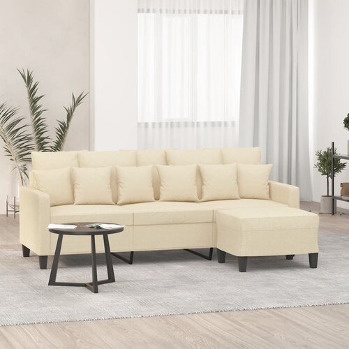  The Living Store Kavč trosed s stolčkom za noge krem 180 cm blago - Trosed S Stolčkom Za Noge, (21485173) Cene