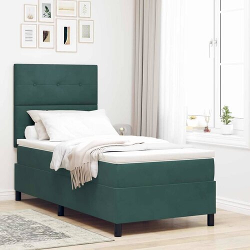  LED Box Spring Krevet Tamnozelena 90 x 200 cm Baršun Cene
