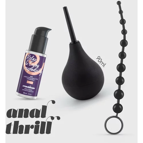 Crushious ANAL THRILL ANAL DOUCHE 90ML WITH ANAL LUBRICANT 50ML AND 10 BEAD ANAL CHAIN