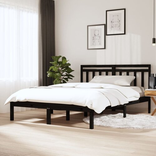  Okvir za krevet od masivne borovine crni 140 x 190 cm crni Cene