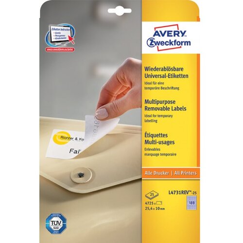 Avery Zweckform Odstranljive univerzalne etikete 25,4 x 10 mm Slike