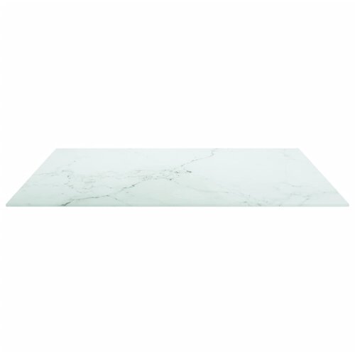Stolna ploča bijela 80x80 cm 6 mm staklena s mramornim uzorkom Slike