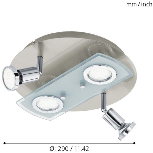 Eglo pawedo 1 spot/4, led, gu10, 4x3w, 4x240lm, nikl-mat/hrom bela Slike