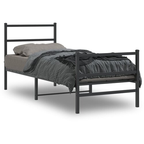 VidaXL Metalni okvir kreveta s uzglavljem i podnožjem crni 80 x 200 cm Slike