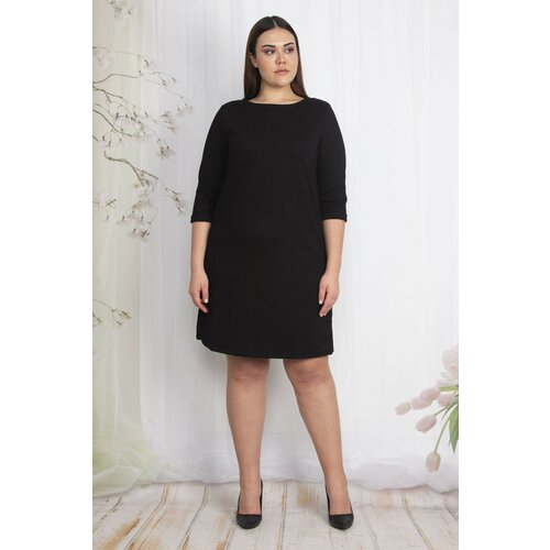 Şans Women's Plus Size Black Back Detailed Dress Slike