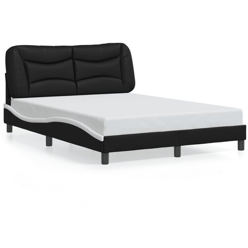  The Living Store Posteljni okvir z LED lučkami črno bel 140x200 cm umetno usnje - Posteljni Okvir, (21502813) Slike