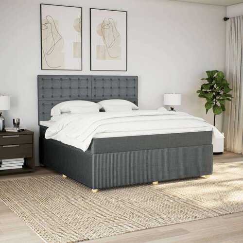 VidaXL Okvir kreveta s oprugama i madrac svjetlosivi 180x200cm tkanina Slike