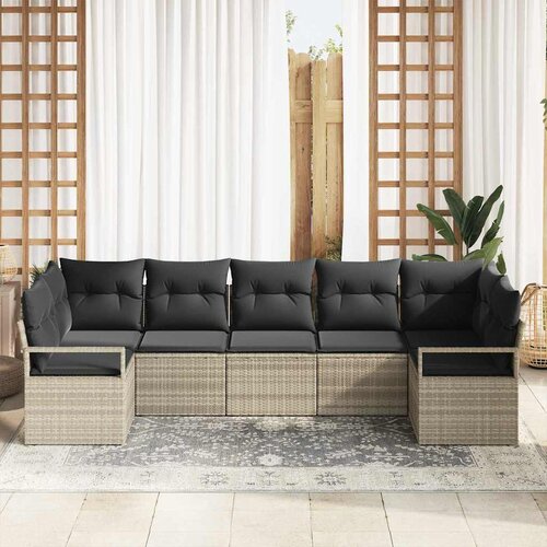  Set sofe 7 kom. Svjetlosiva poliratan 289 x 122 x 85 cm Slike