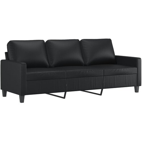 3-dijelni set sofa s jastucima crni od umjetne kože Slike