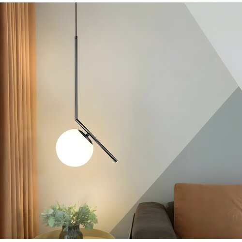 Toolight Stropna viseća svjetiljka Staklena kugla bijelo G107-1W BLACK WHITE Slike