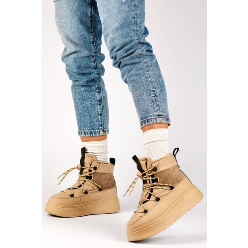 Primohurt Beige snow boots with a cuff, insulated women&amp;#039;s winter boots with a thick sole Slike
