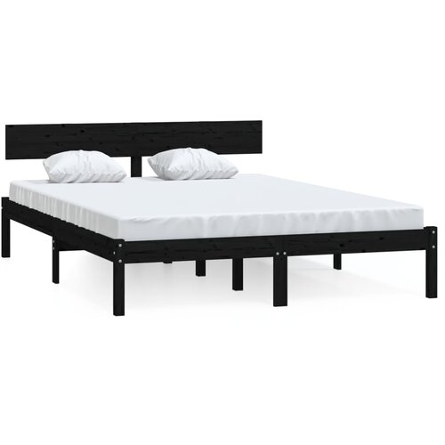  Okvir za krevet crni masivno drvo 120 x 190 cm mali bračni Slike